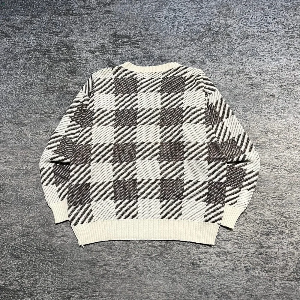 Vintage New Yorker Sweater Mens Large Knit Plaid Pattern Made‎ In USA 90s